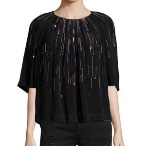 IRO  Barley Sequin-Embellished Top in Black Size 2